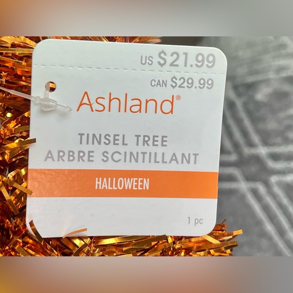 Halloween (NWT) tinsel tree 3 orange -1 black/orange 22” H - home decor - Picture 16 of 17